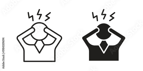 Anxiety icon outline and solid set. Graphic icons