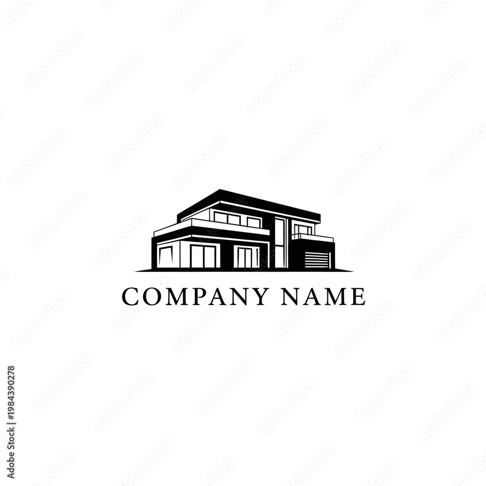 Fototapeta premium Premium coconut logo featuring a modern house illustration for a company