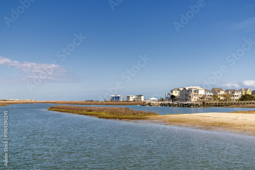 view of the Intracoastal Waterway and waterfront homes on Ocean Isle Beach