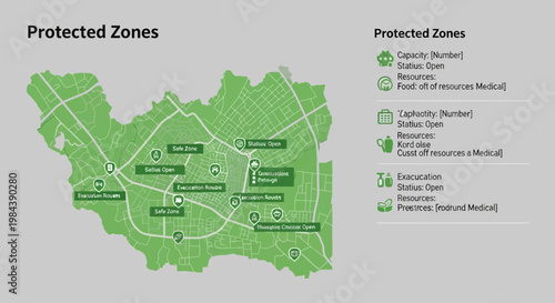 Vector map, protected zones, Press freedom day, conservation areas, green zones, urban planning