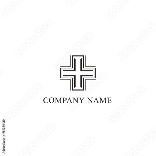 Elegant pharma company logo features modern cross symbol design element