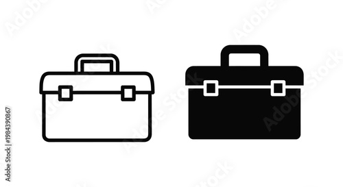 Two briefcase icons one light and one dark shown as a silhouette