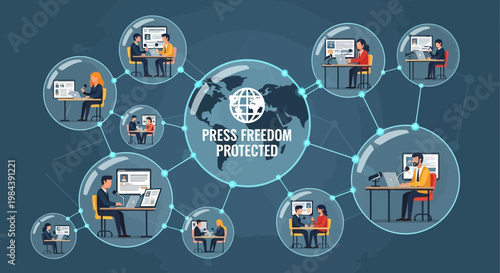 Press freedom, protected journalism, Press freedom day,  media shield, network security, freedom of speech icons