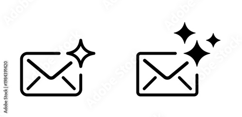 Quadro em tela AI Mail Icon. Envelope with AI Stars, Smart Messaging Concept