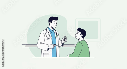 Doctor using stethoscope on patient in a consultation