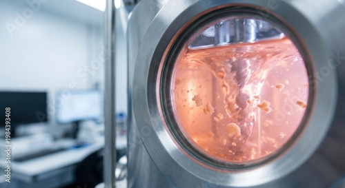 Food tech alternative proteins bioreactor laboratory fermentation cultured meat inside stainless bioreactor as alternative proteins ferment lab