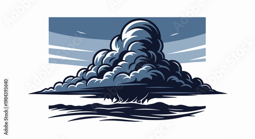 Dramatic storm cloud formation over dark, stylized water