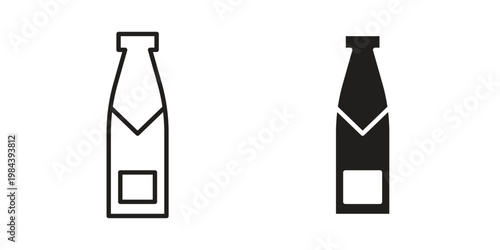 Champagne bottle icon outline and solid set. Graphic icons