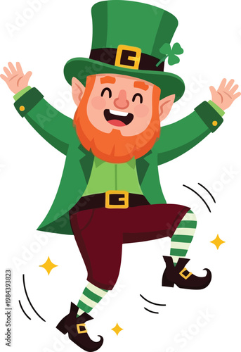 Leprechaun clicking heels cartoon
