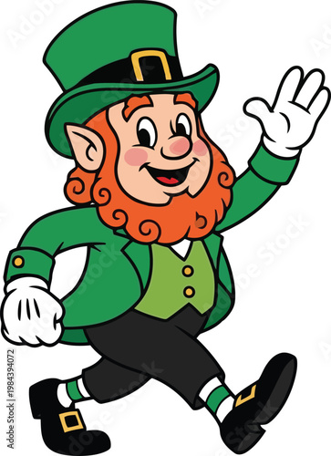 Leprechaun clicking heels cartoon