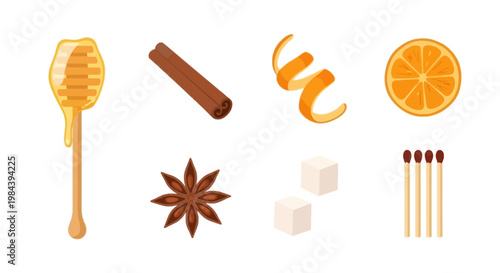 Assorted Spices and Natural Flavors Flat Lay for Cooking and Food Preparation