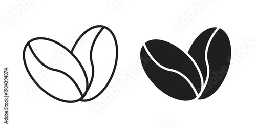 Coffee Bean icon outline and solid set. Graphic icons