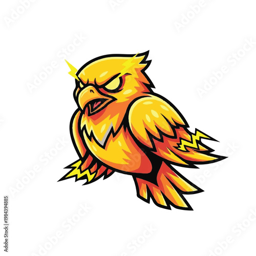 Cartoon angry yellow bird character.