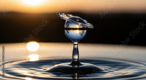 Water droplet collision creating a beautiful shape.