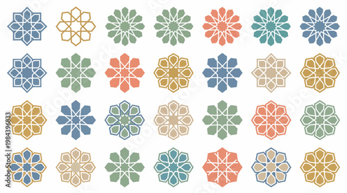 Vibrant floral patterns adorn colorful geometric shapes in a decorative arrangement.