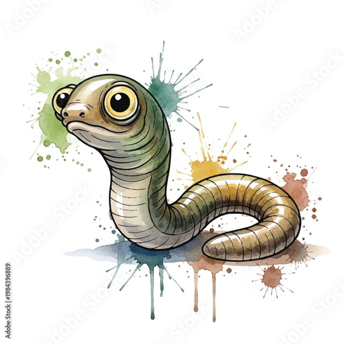 Colorful illustration of a worm creature.