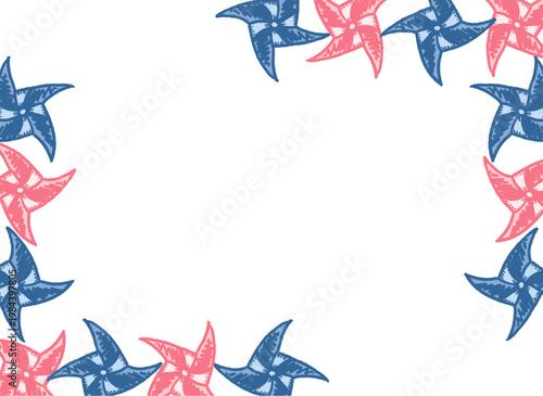 Corner Origami Pinwheel Frame Minimal Decorative Vector