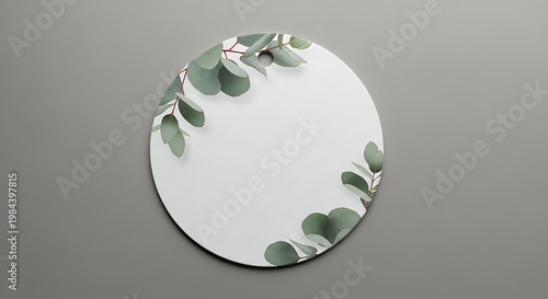 Wallpaper Mural A white plate with green leaves on the edge Torontodigital.ca