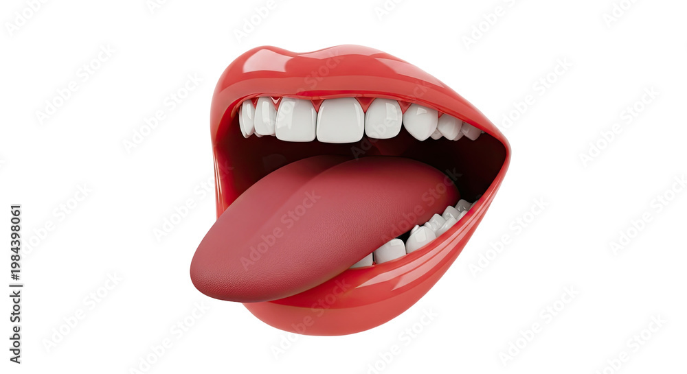 Fototapeta premium Red Lips with Tongue Sticking Out