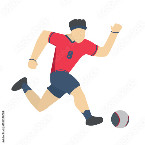 World Cup 2026 . Vector illustration of a soccer player running with a ball in flat style, perfect for sports apps, websites, and promotional materials.