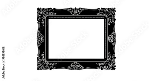 Black Ornate Picture Frame Only.