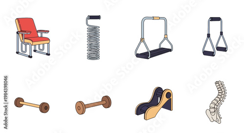 Variety of Fitness Equipment for Gym Workout and Exercise