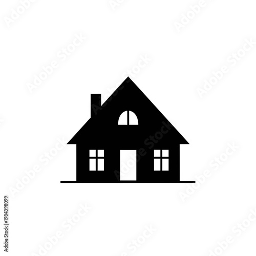 Simple Black House Silhouette Vector Icon