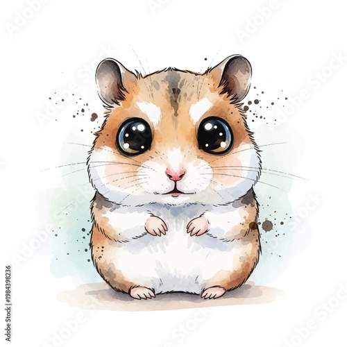 Cute Hamster With Big Eyes Standing.