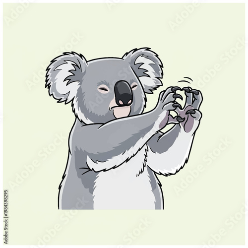 Cute Koala Bear Playing Alone Smiling.