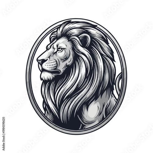 Detailed drawing of a lion head.