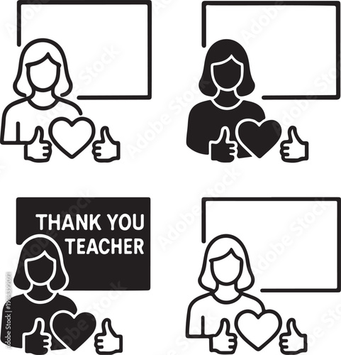 Isolated Thank You Teacher Concept Art, Thank You Teacher Concept Art icon, gratitude message design, mentor appreciation, education support, celebration banner