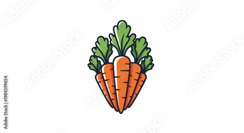 Stylized orange carrots with green tops arranged vertically