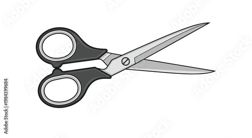 Professional office scissors with black handles and sharp stainless steel blades shown slightly open.