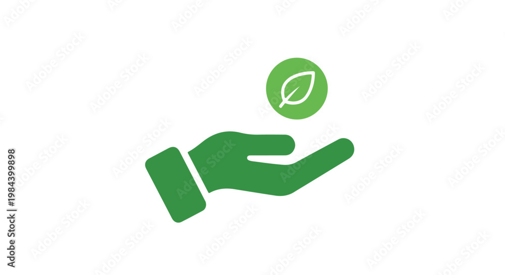 Fototapeta premium Eco-friendly hand holding a green leaf symbolizing environmental care and sustainability awareness