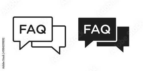 FAQ icon outline and solid set. Graphic icons