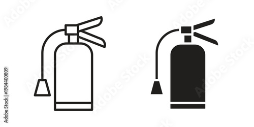 Fire extinguisher icon outline and solid set. Graphic icons