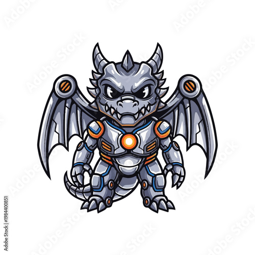 Gray robotic dragon creature with armor.