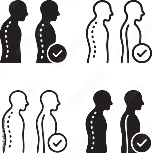 Isolated Posture Correction Awareness Graphic, Posture Correction Awareness Graphic icon, body alignment concept, back health, ergonomic awareness, medical campaign, wellness design