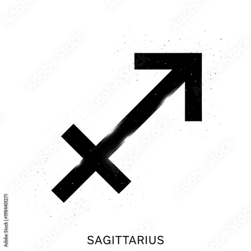 Sagittarius Zodiac Sign Vector Illustration with Grunge Texture