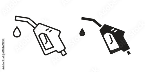 Fuel icon outline and solid set. Graphic icons