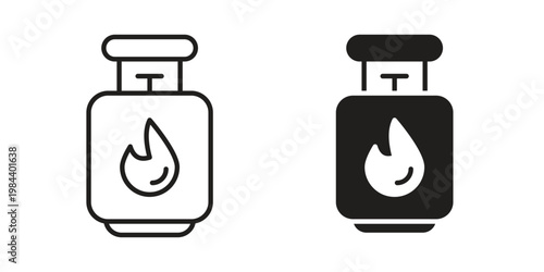 Gas cylinders icon outline and solid set. Graphic icons