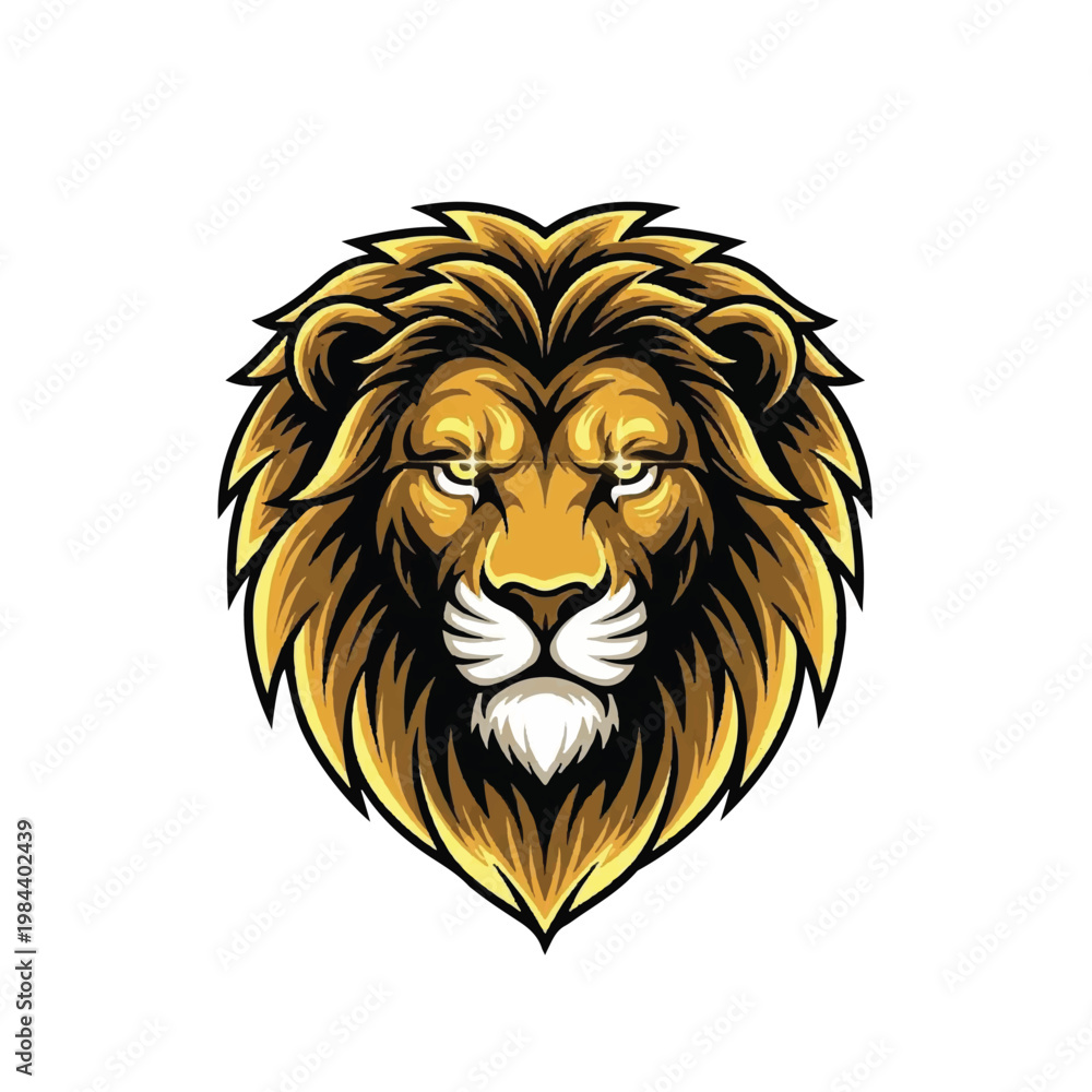 Obraz premium Lion Head Illustration with Golden Mane.