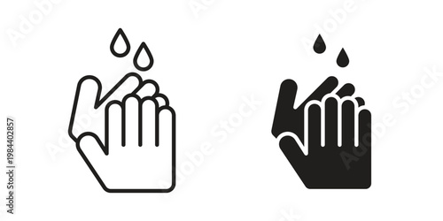 Handwashing icon outline and solid set. Graphic icons