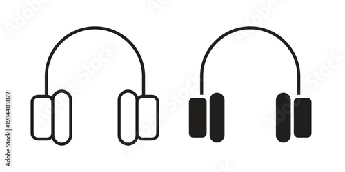 Headset icon outline and solid set. Graphic icons