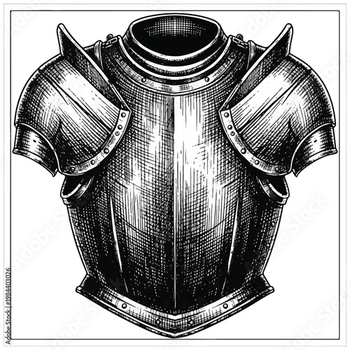 Medieval knight armor chest plate metal.