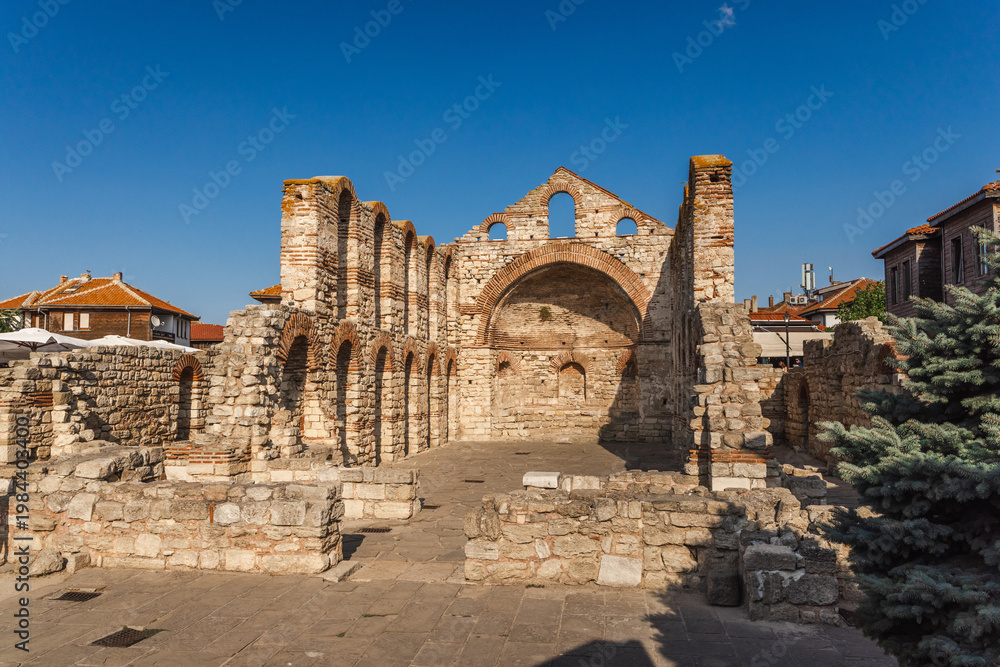 Fototapeta premium Ancient Saint Sophia basilica ruins in historic town of Nessebar Bulgaria