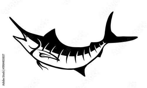 Art & Illustration Strong marlin fish with simple design 
