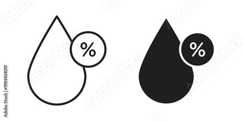 Humidity icon outline and solid set. Graphic icons