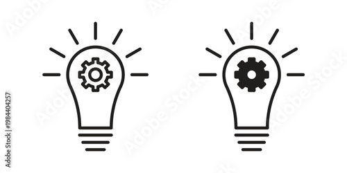 Innovation icon outline and solid set. Graphic icons