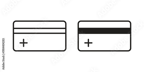 Insurance card icon outline and solid set. Graphic icons